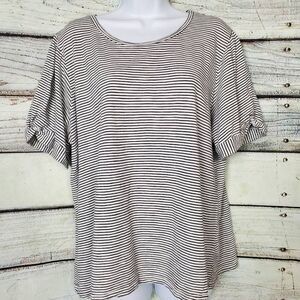 Maurices Women’s Top XL Black White Striped Short Sleeve Tee Modal Blend